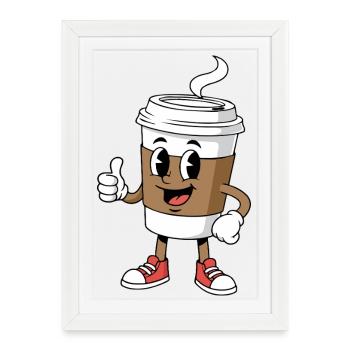Cartoon Coffee Cup Comic Caffeine - Framed poster (27 × 37 cm) - white - Front