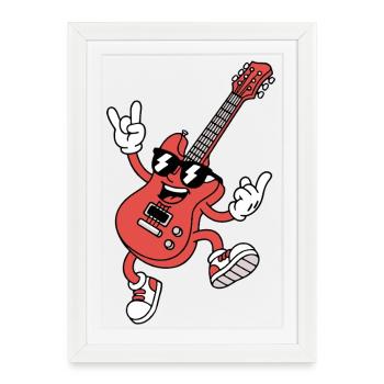 Cartoon Guitar Design Guitar Comic - Framed poster (27 × 37 cm) - white - Front