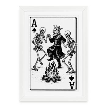 Memento Mori - Le roi et les squelettes dansent - Affiche encadrée (27 × 37 cm) - blanc - Devant