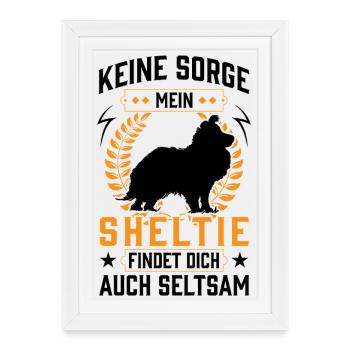 Sheltie Weird Shetland Sheepdog - Framed poster (27 × 37 cm) - white - Front