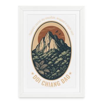 Paysage de la montagne Doi Chiang Dao - Affiche encadrée (27 × 37 cm) - blanc - Devant
