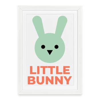 Lapin menthe et texte Little Bunny - Affiche encadrée (27 × 37 cm) - blanc - Devant