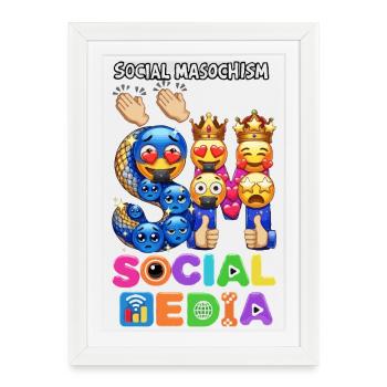 Masochisme social SM - Affiche encadrée (27 × 37 cm) - blanc - Devant