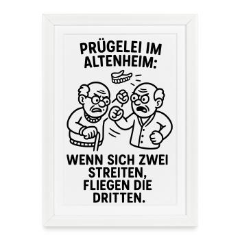 Third Fly Brawl Brawl Quarrel - Framed poster (27 × 37 cm) - white - Front