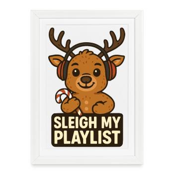 Casques renne Sleigh My Playlist - Affiche encadrée (27 × 37 cm) - blanc - Devant