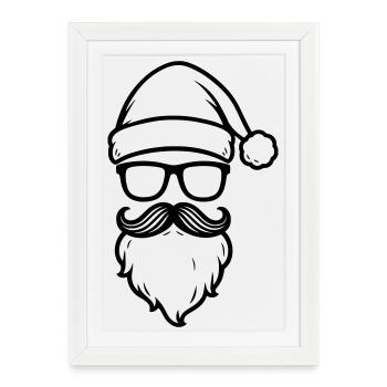 Santa Cool - Affiche encadrée (27 × 37 cm) - blanc - Devant