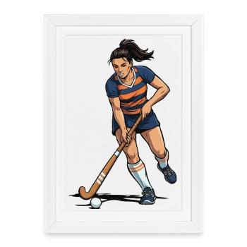 Hockey Player in Action - Framed poster (27 × 37 cm) - white - Front