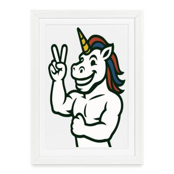 Illustration du signe de paix de la licorne - Affiche encadrée (27 × 37 cm) - blanc - Devant