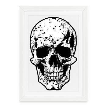 Skull Splatter Grunge Print - Affiche encadrée (27 × 37 cm) - blanc - Devant