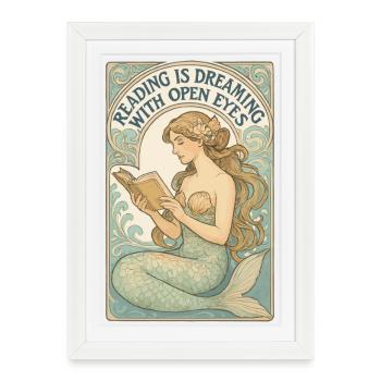 Sirène Sirène Lire, Livre de rêve - Affiche encadrée (27 × 37 cm) - blanc - Devant