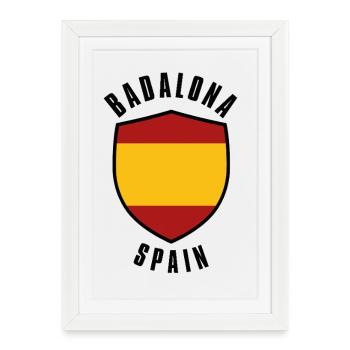 Blason du drapeau espagnol dans une palette de couleurs rouge-jaune - Affiche encadrée (27 × 37 cm) - blanc - Devant
