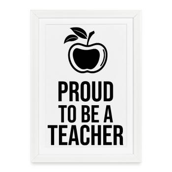 Proud to be a Teacher - Minimalist Line Art Icon - Framed poster (27 × 37 cm) - white - Front