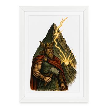 Le Marteau du héros nordique Thor - Affiche encadrée (27 × 37 cm) - blanc - Devant
