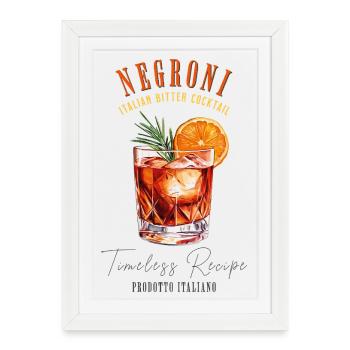Negroni Cocktail liqueur Apéritif Gin Vermouth - Affiche encadrée (27 × 37 cm) - blanc - Devant