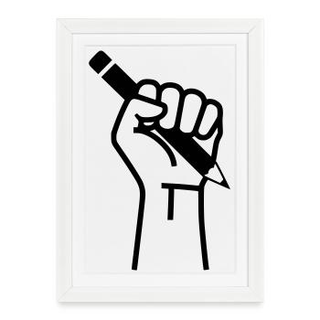 Presse électorale tenant la main à la plume - Affiche encadrée (27 × 37 cm) - blanc - Devant