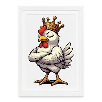 Poulets Poulet Amoureux des poules Coq Propriétaire de poulets - Affiche encadrée (27 × 37 cm) - blanc - Devant