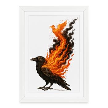 Phoenix Raven: Fire Rebirth - Framed poster (27 × 37 cm) - white - Front