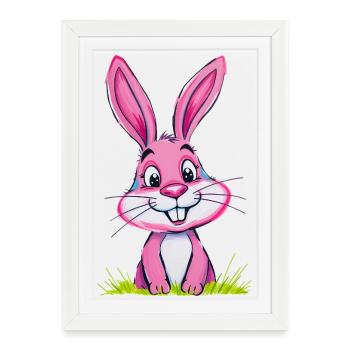 Easter Bunny Bunny Pink - Framed poster (27 × 37 cm) - white - Front