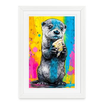 loutre - Affiche encadrée (27 × 37 cm) - blanc - Devant