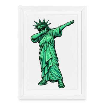 Dabbing Statue of Liberty - Framed poster (27 × 37 cm) - white - Front