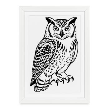 Cadeau Oiseau Hibou Enchanteur de la nature - Affiche encadrée (27 × 37 cm) - blanc - Devant