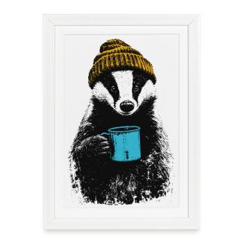 Blaireau du Café - Affiche encadrée (27 × 37 cm) - blanc - Devant