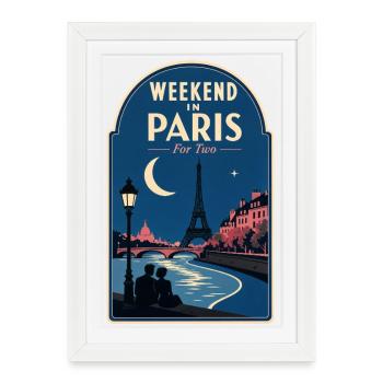 Week-end à Paris pour deux escapades romantiques à Paris - Affiche encadrée (27 × 37 cm) - blanc - Devant