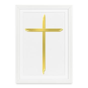 Golden Cross Brush Stroke - Framed poster (27 × 37 cm) - white - Front