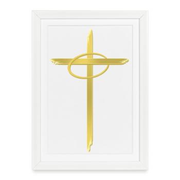 Croix d’Or avec Auréole - Affiche encadrée (27 × 37 cm) - blanc - Devant