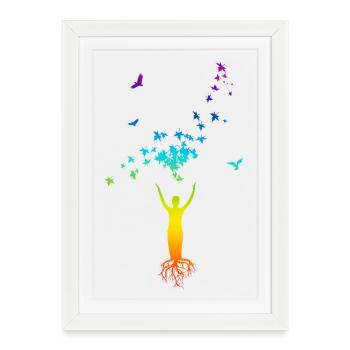 Racines et Ailes Arbre de Vie des Chakras - Affiche encadrée (27 × 37 cm) - blanc - Devant