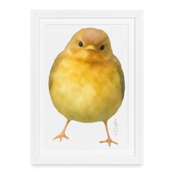 Petit Oiseau en style aquarelle par Jörg Langhans - Affiche encadrée (27 × 37 cm) - blanc - Devant
