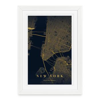 New York Street Map in Gold - Framed poster (27 × 37 cm) - white - Front