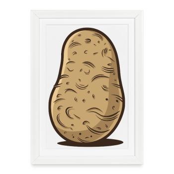 Illustration drôle de pomme de terre pour les amateurs de légumes - Affiche encadrée (27 × 37 cm) - blanc - Devant