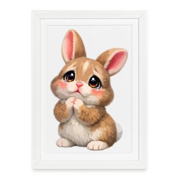 Cute Rabbit: Loving Cuddle - Framed poster (27 × 37 cm) - white - Front