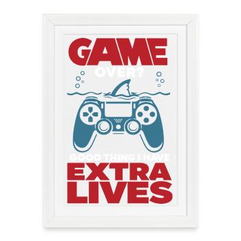 Game Over Extra Lives Gamer Spruch - Framed poster (27 × 37 cm) - white - Front