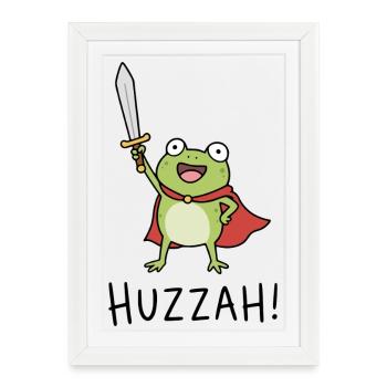Chevalier grenouille hourra ! - Affiche encadrée (27 × 37 cm) - blanc - Devant