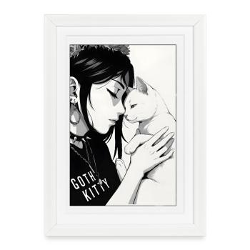 Goth Kitty Portrait - Affiche encadrée (27 × 37 cm) - blanc - Devant