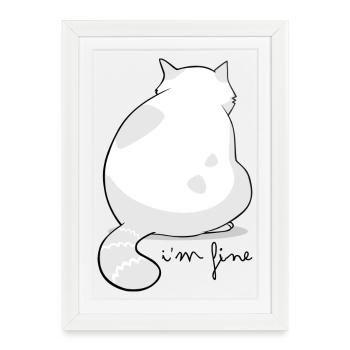 Backview Fluffy Cat Silhouette - Framed poster (27 × 37 cm) - white - Front