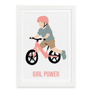 Petite cycliste en herbe - Affiche encadrée (27 × 37 cm) - blanc - Devant