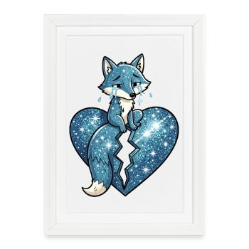 Fox animal sad symbol heart broken - Framed poster (27 × 37 cm) - white - Front