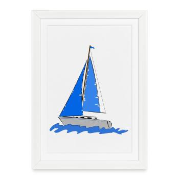 yacht à voile - Affiche encadrée (27 × 37 cm) - blanc - Devant