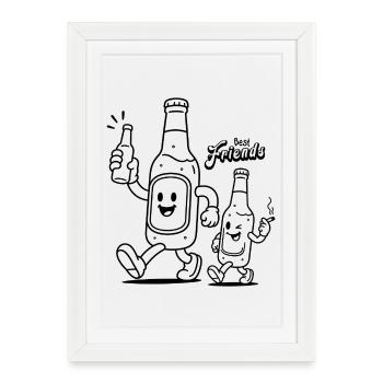 Meilleurs amis Bierli et Bierli - Affiche encadrée (27 × 37 cm) - blanc - Devant