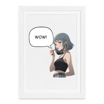 WOW - Manga Girl - Framed poster (27 × 37 cm) - white - Front