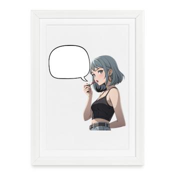 Bulles Noir Heroine CropTop - Affiche encadrée (27 × 37 cm) - blanc - Devant