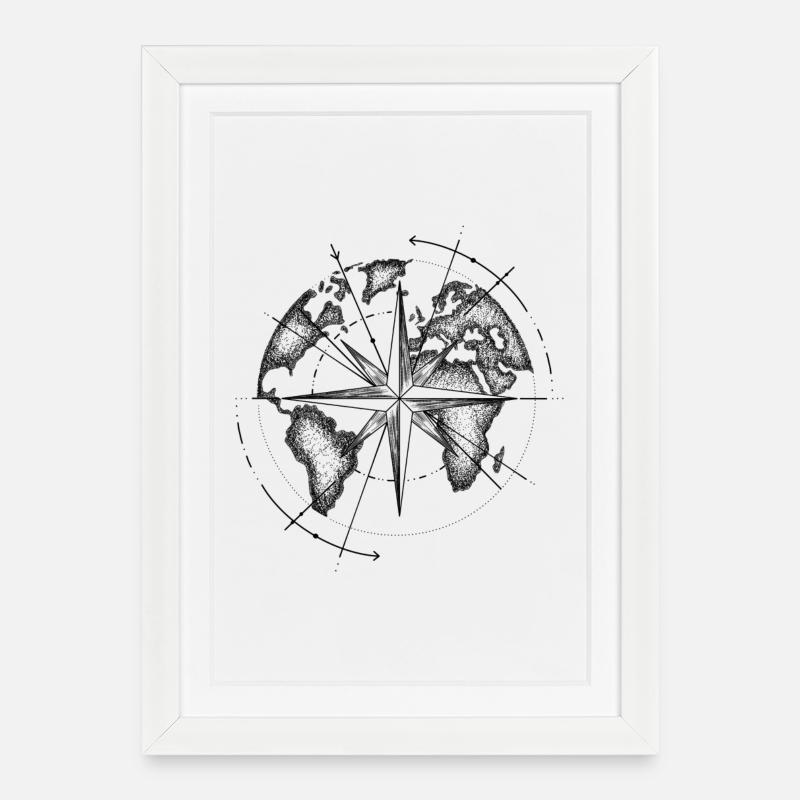 Map monde  - Affiche encadrée (27 × 37 cm) - blanc