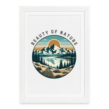 Mountainous landscape - Framed poster (27 × 37 cm) - white - Front
