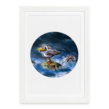Moewe_mit_Fisch - Framed poster (27 × 37 cm) - white - Front