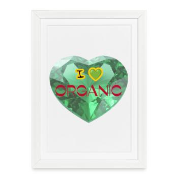 Diamond Heart I Love Bio - Affiche encadrée (27 × 37 cm) - blanc - Devant