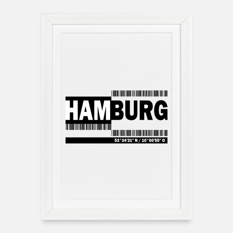 HAMBURG - Barcode - Framed poster (27 × 37 cm) - white