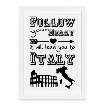 Heart leads you to Italy - Framed poster (27 × 37 cm) - white - Front
